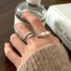 Medieval Zircon Twist Pearl Ring Sterling Silver Index Finger Ring Open Ring