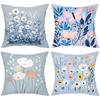 Floral Patterned Blue Cushions For Home Decor Polyester Pillowcase, Sofa Decorative Cushion Cov Headboard Pillow