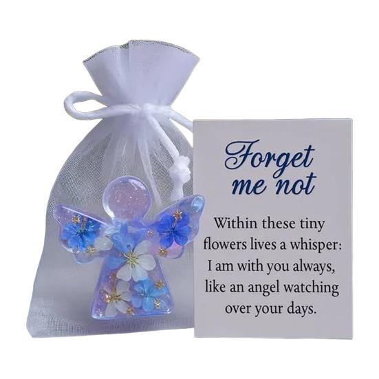 Angel Figurine Keepsake Forget Me Not Angel Memorial Gift Sympathy Bereavement Angel Ornament with Warm Message Card Grieving Keepsake