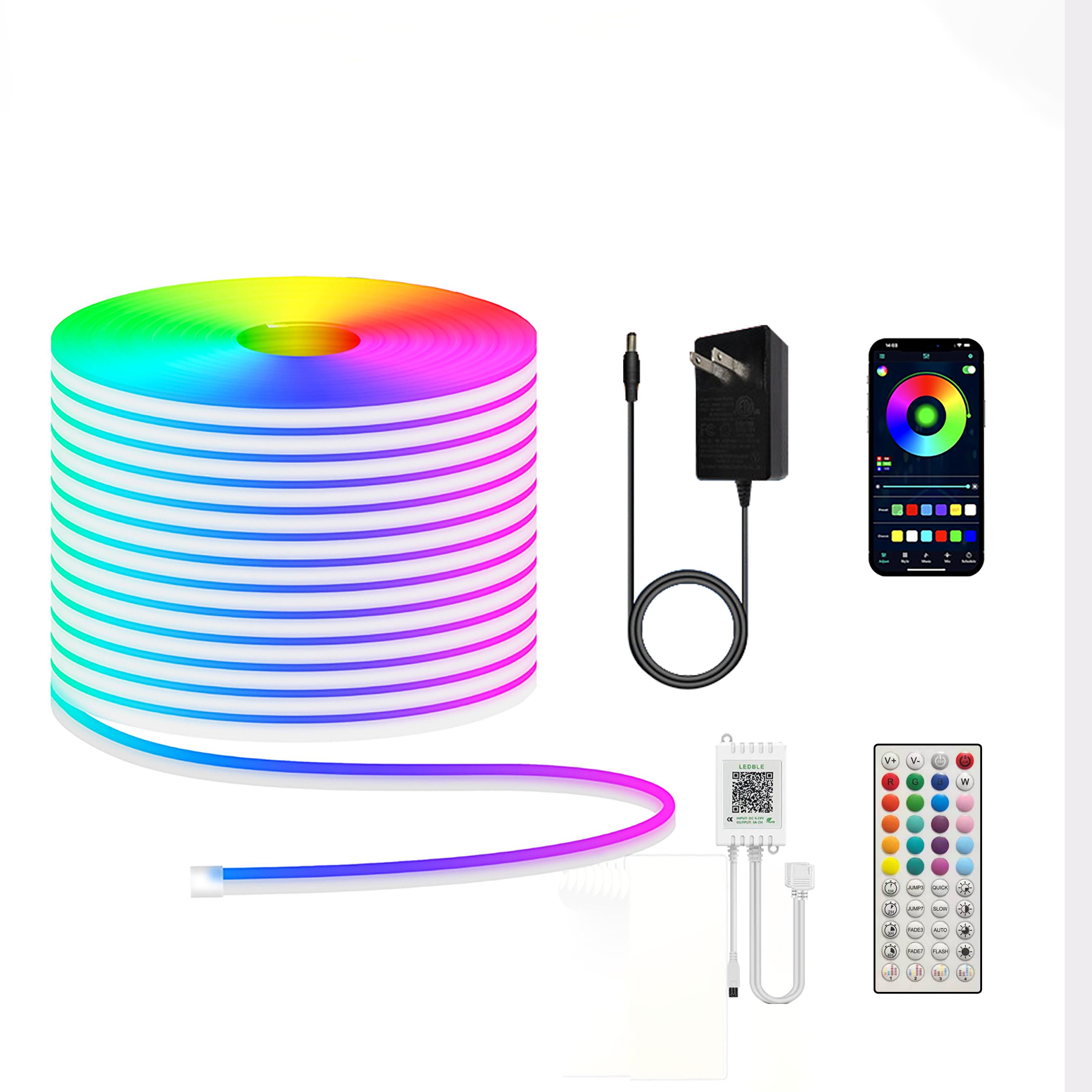 

RGB светодиодная неоновая лента с управлением через приложение USB 5 В музыкальная неоновая гибкая подсветка IP67 водонепроницаемая для украшения комнаты, спальни, вечеринки, DIY освещения AU Set&5m