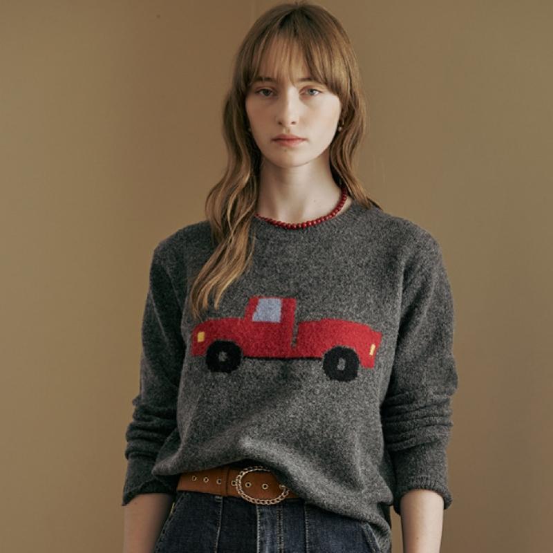 MAXZA Redcar Illustration Round Neck Knit Ze01qk003na