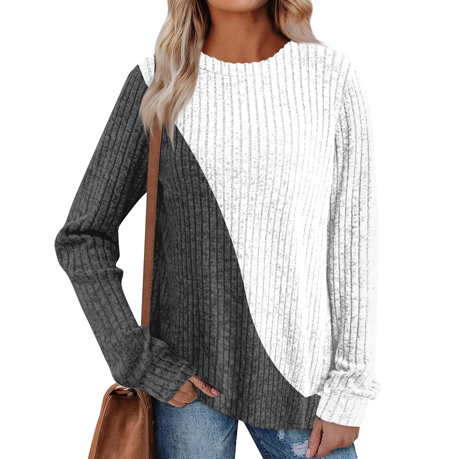 

Женский зимний топ с круглым вырезом из легкого хлопка с начесом и принтом в стиле колор-блок XXL