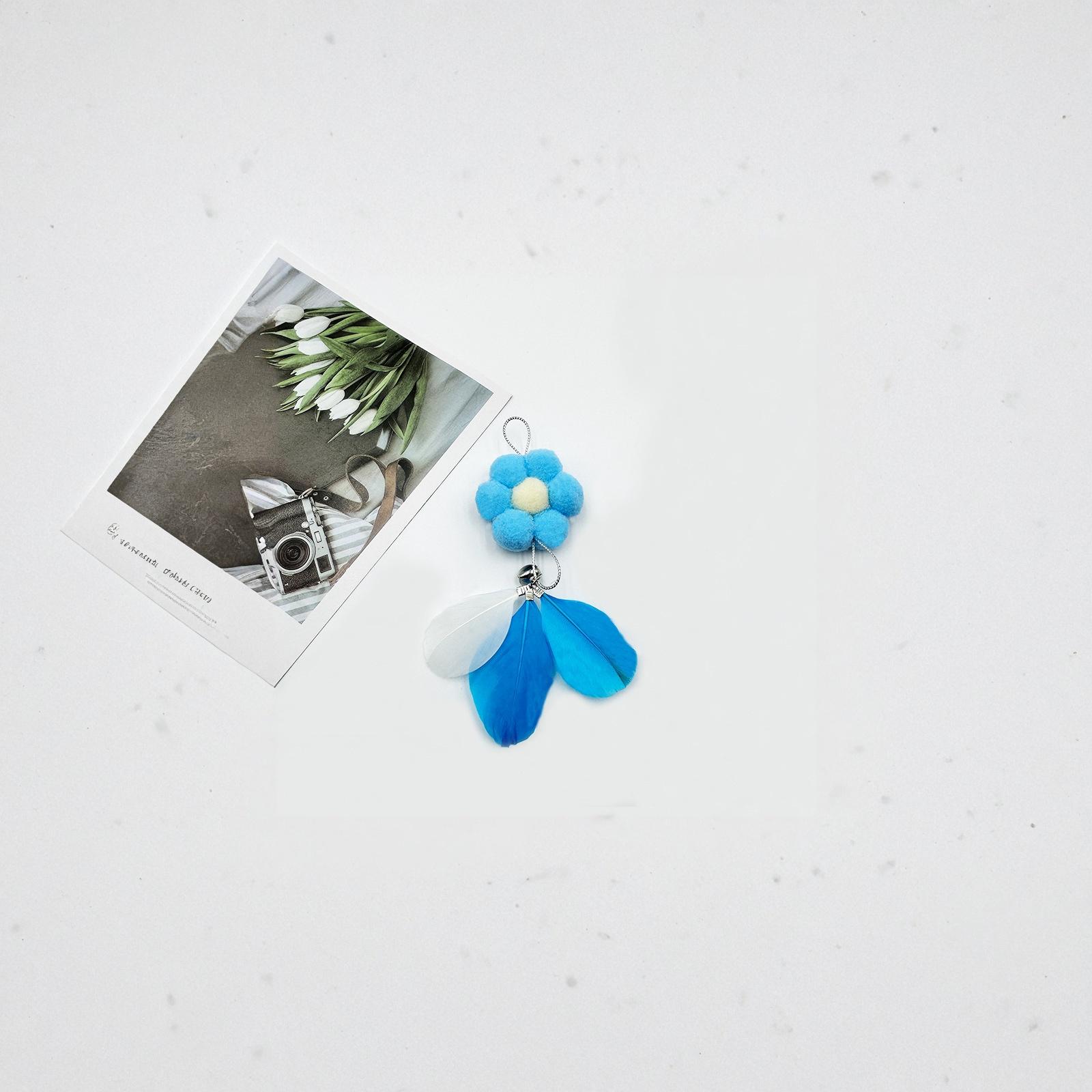 Toy Flower Feather Bell Teaser Wand Refill Interactive Self-Playing Pet Supplies синий