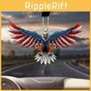 Unique Acrylic American Flag Eagle Car Rearview Mirror Pendant Keychain Decoration