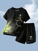 Children's Clothing Set for Boy Summer Short Sleeve Football Print Shorts Casual Outdoor Children's