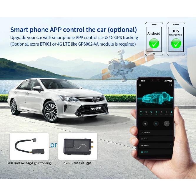 Quality Easyguard passive keyless entry car alarm hopping code auto start starter push button start NFC keypad DC12V