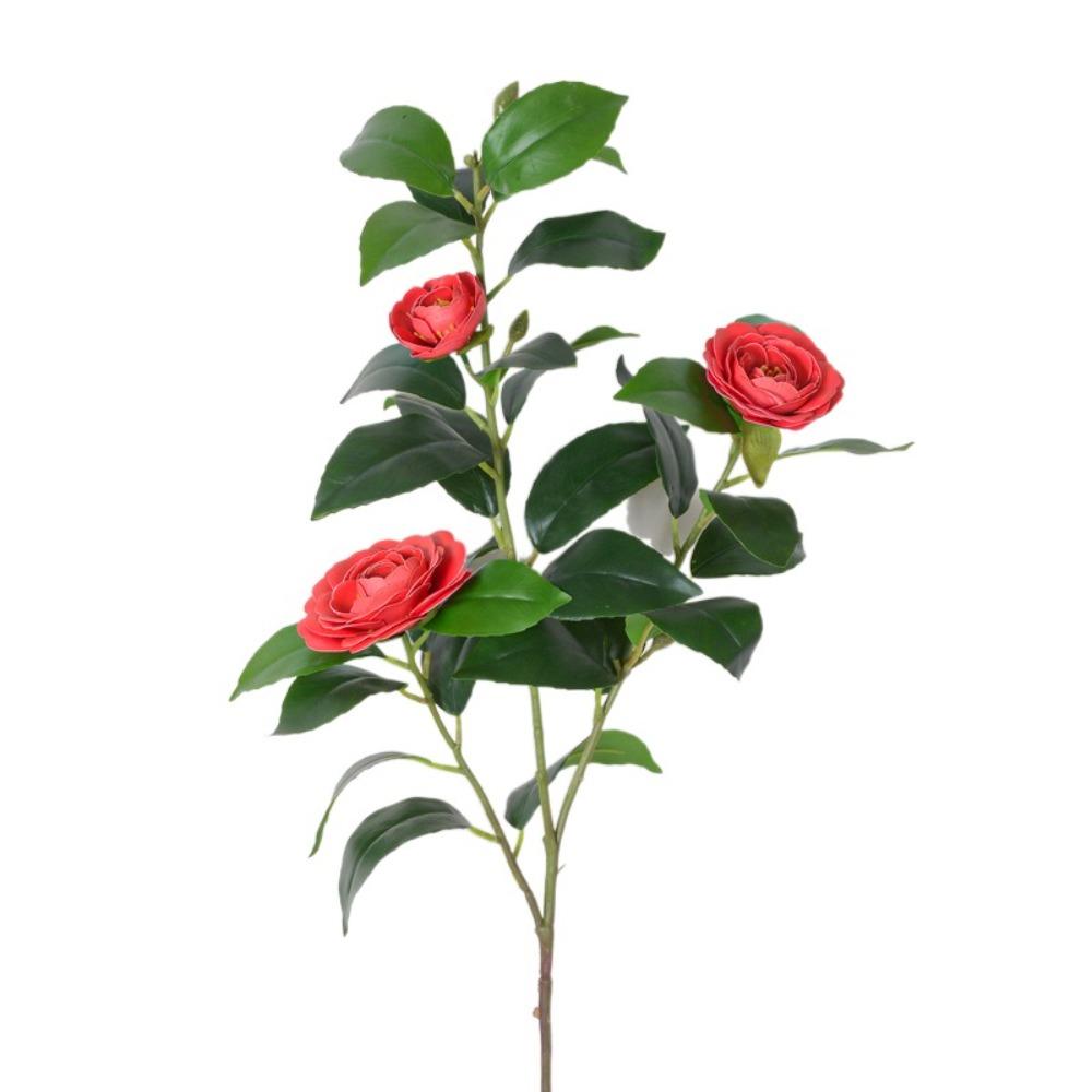 

Пластиковая Шелковая Ветка Цветов Камелии Элегантный Искусственный Цветок Магазин Отель Украшение красный