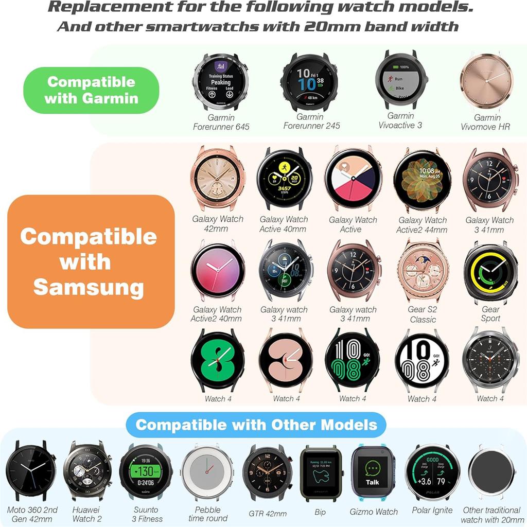 18mm 20mm 22mm Silicone Strap Watchbands For Samsung Galaxy Watch 42m 46mm Active 2 Gear S2 S3 Honor Amazfit BIP Huawei Watch Gt 2 Bracelet Wristband