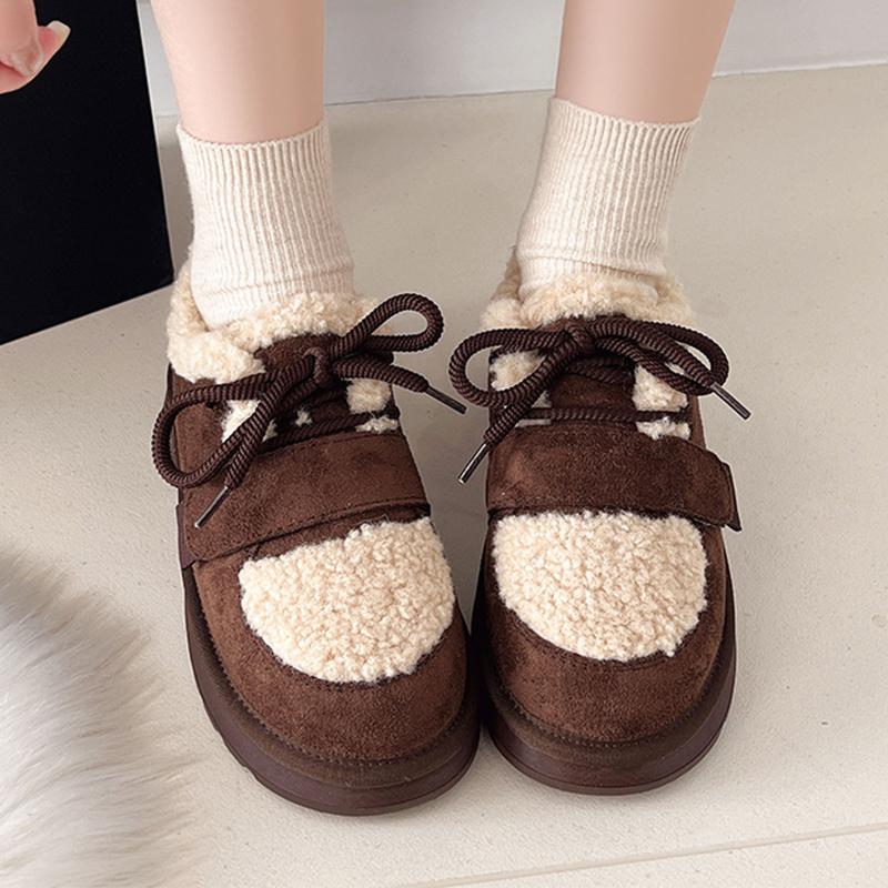 Fur Women's Cotton Shoes Flats Suede Fashion Warm Snow Boots   Brand Comfort Sport Shoes  Running Winter Boots Ladies