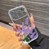 Transparent Clear Lavender Phone Case For Apple Iphone 17 Pro Max 16 15 14 Plus 17Air Rose Flower Oil Painting Shockproof Cover