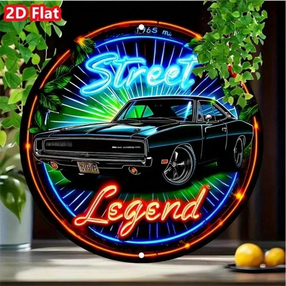 Retro Muscle Car Metal Sign Wall Art Vintage Neon Tin Plaque