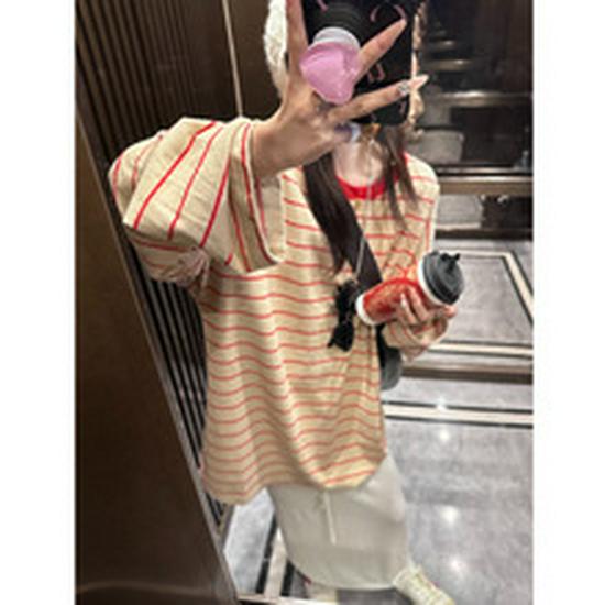 Women's White V-Neck Long Sleeve Loose Fit Mid-Length Shirt - Autumn Winter Layering Top