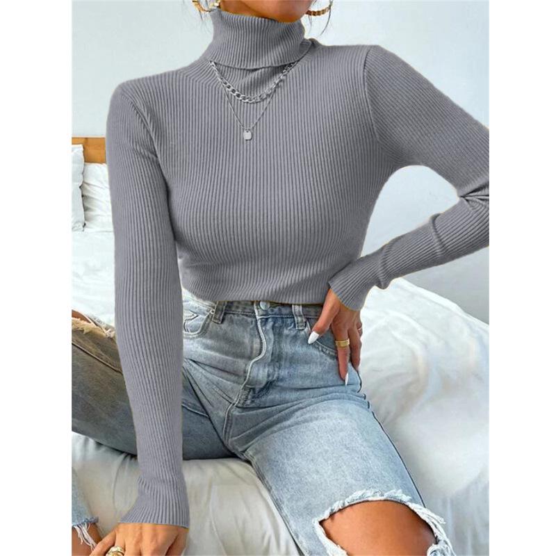 2024 Women's High Neck Knitted Pullover - Europe & America Style