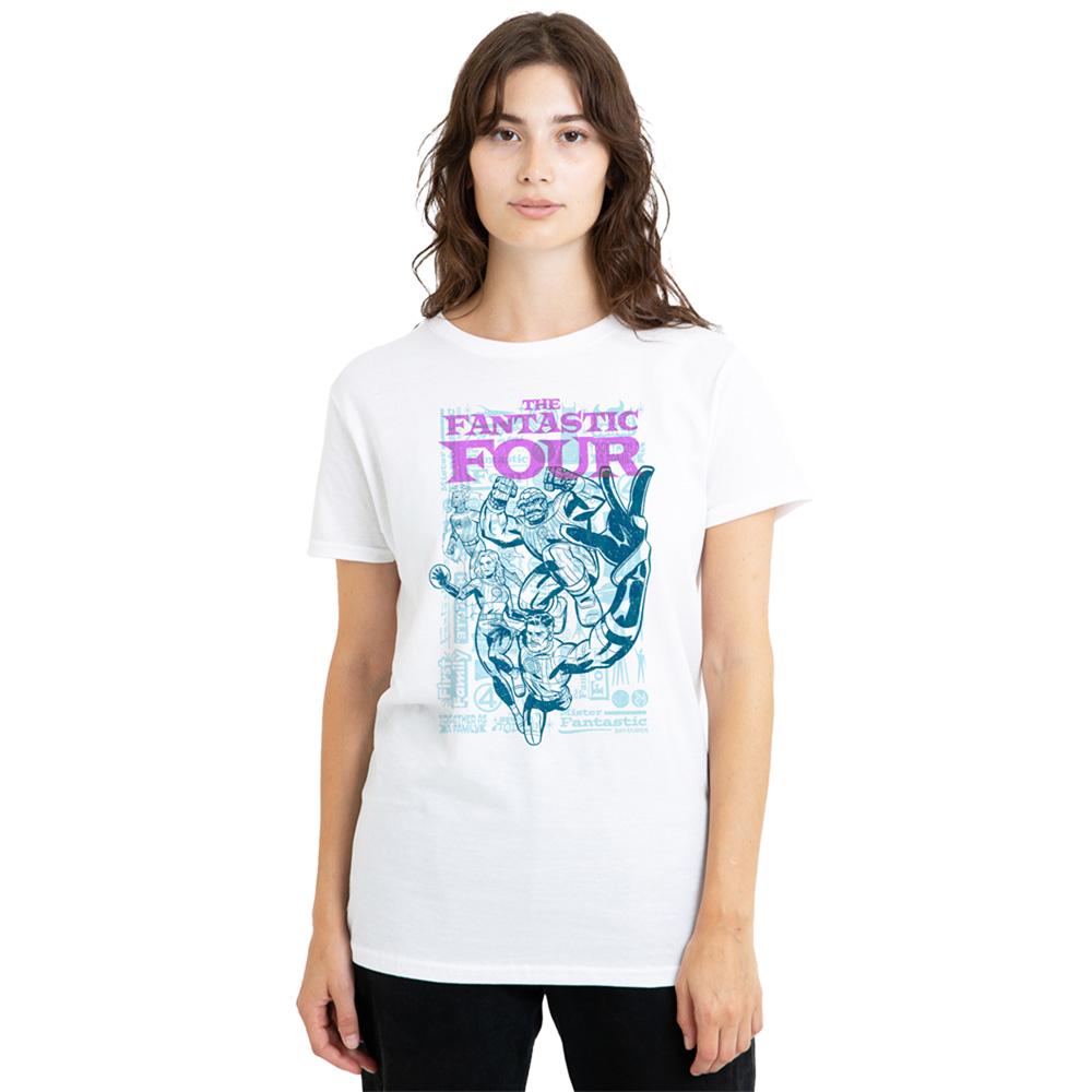 Fantastic Four Womens/Ladies Heroic First Family Line Art T-Shirt