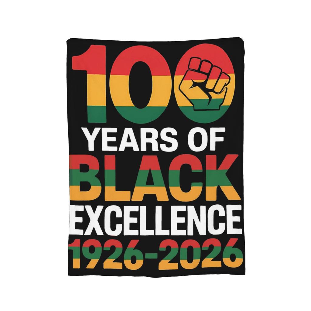 100 Years Black History Beginning 1926 Centennial Africa Blankets Wool Warm Throw Blankets for Bedding Lounge Spring/Autumn