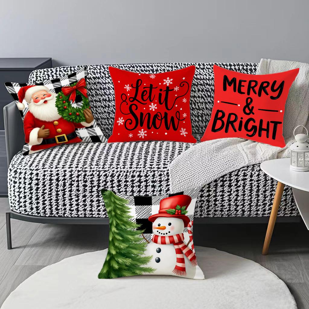 New Santa Claus/Snowman Element Pillow Print Festive Festive Warm Decorative Sofa Lumbar Cushion Pillow