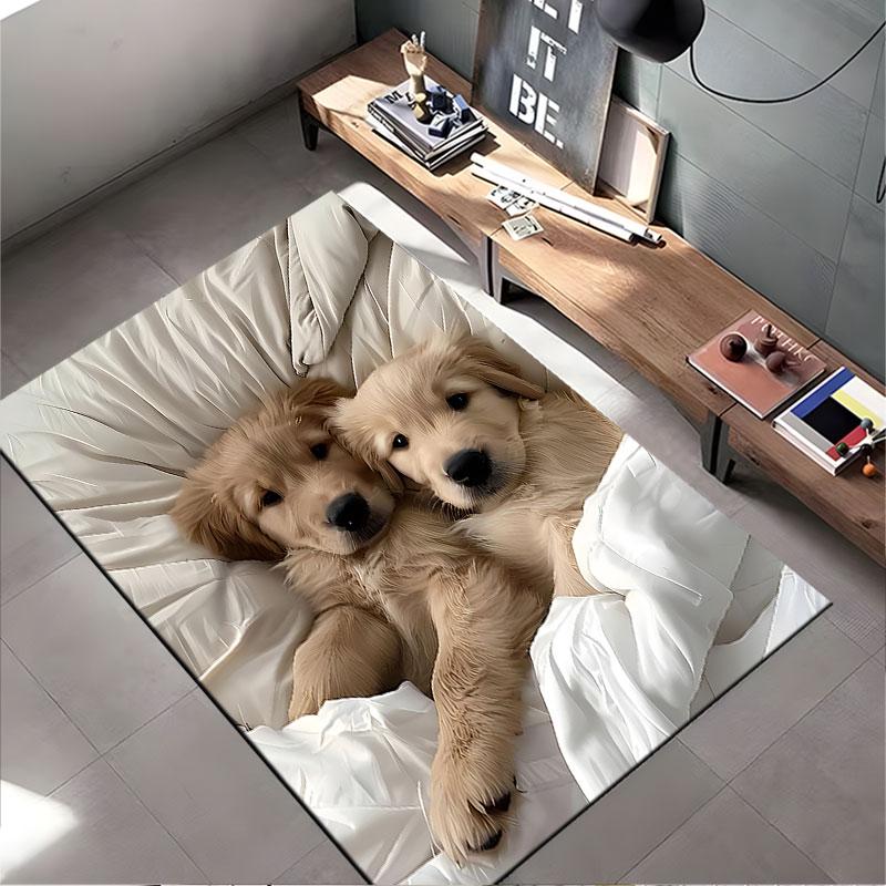 Golden Retriever Puppy Duo Suitable As a Non-slip Mat for the Living Room or Bedroom Sofa