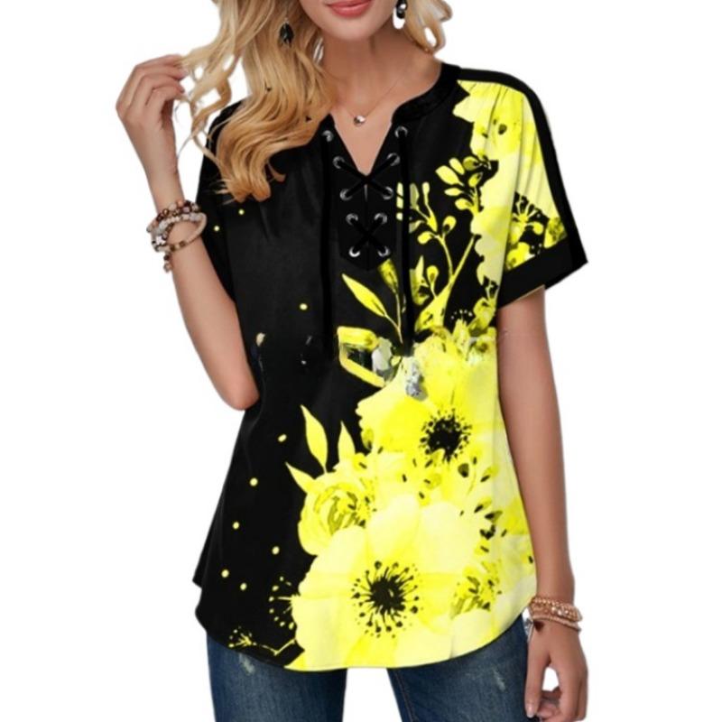 IHUASU Letnia Drukowana Koszulka Damska Luźna