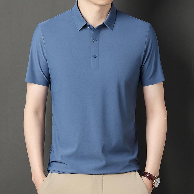 

2026 Men s Summer Seamless Short-Sleeve Polo Ice Silk Stretch Shirt M