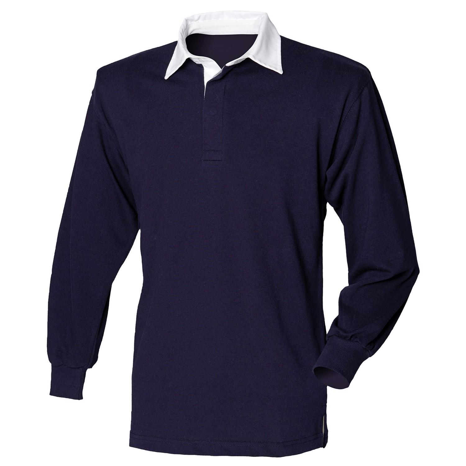 FRONT ROW Klassiek rugbypoloshirt met lange mouwen op de eerste rij L grijs/Vloot
