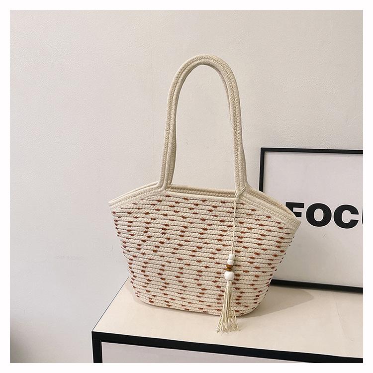 Women's Large Woven Straw Tote Bag - 2025 Summer Beach & Fashion Bucket Style