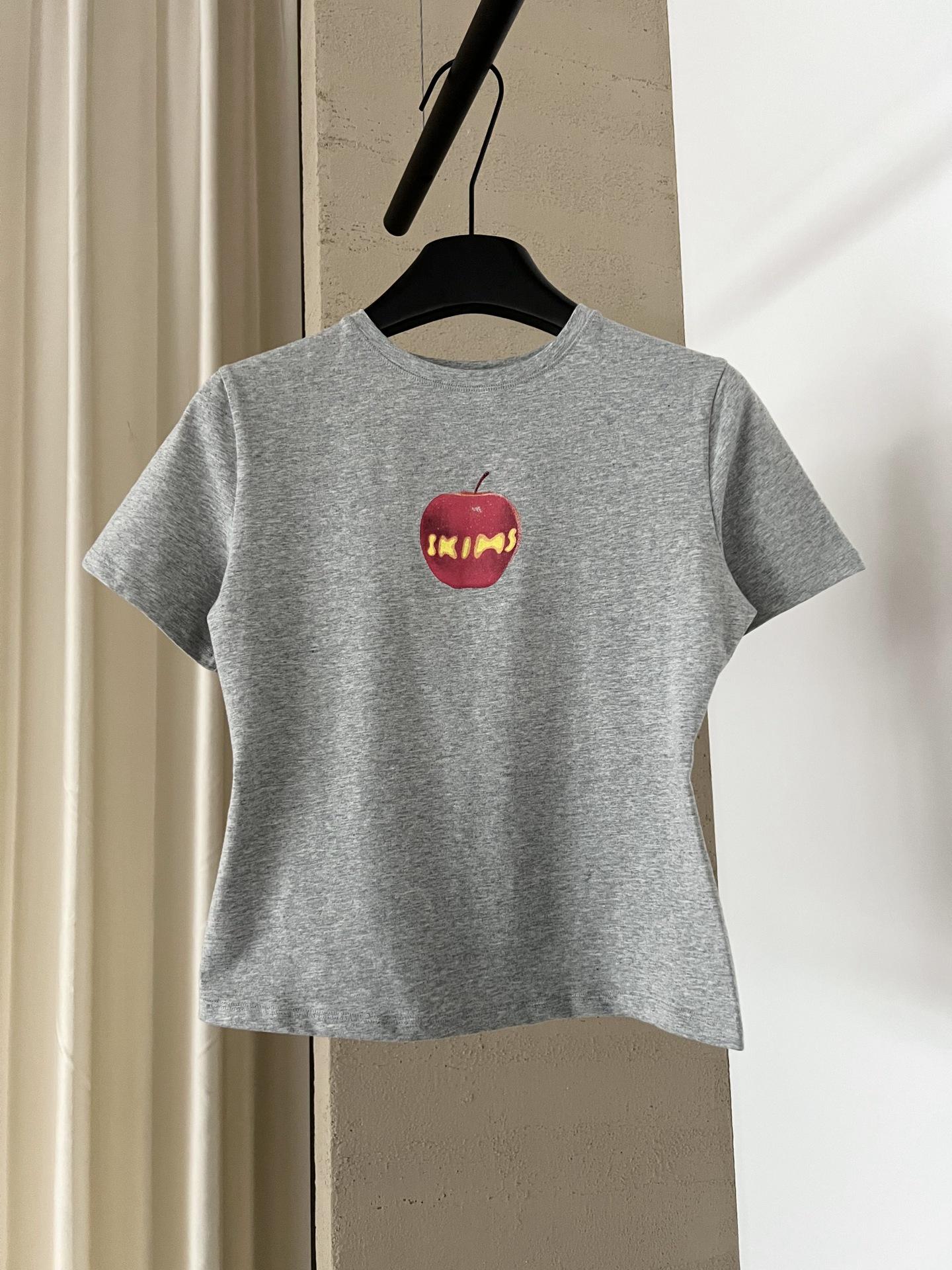 

Nanyou Apple Print Cropped Slim-Fit T-shirt for Women Extra Small светло-серый