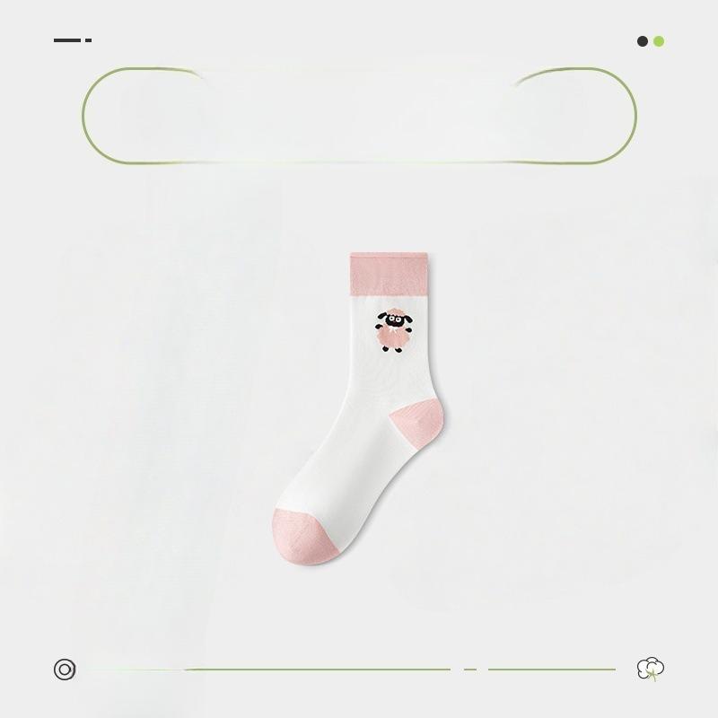 Female Spring and Autumn Cartoon Lovely Deodorant Boneless Tube Cotton Socks