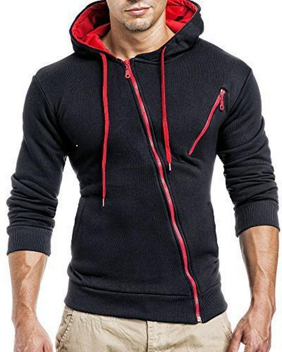 Felpa Casual da Uomo Slim-Fit con Zip Diagonale
