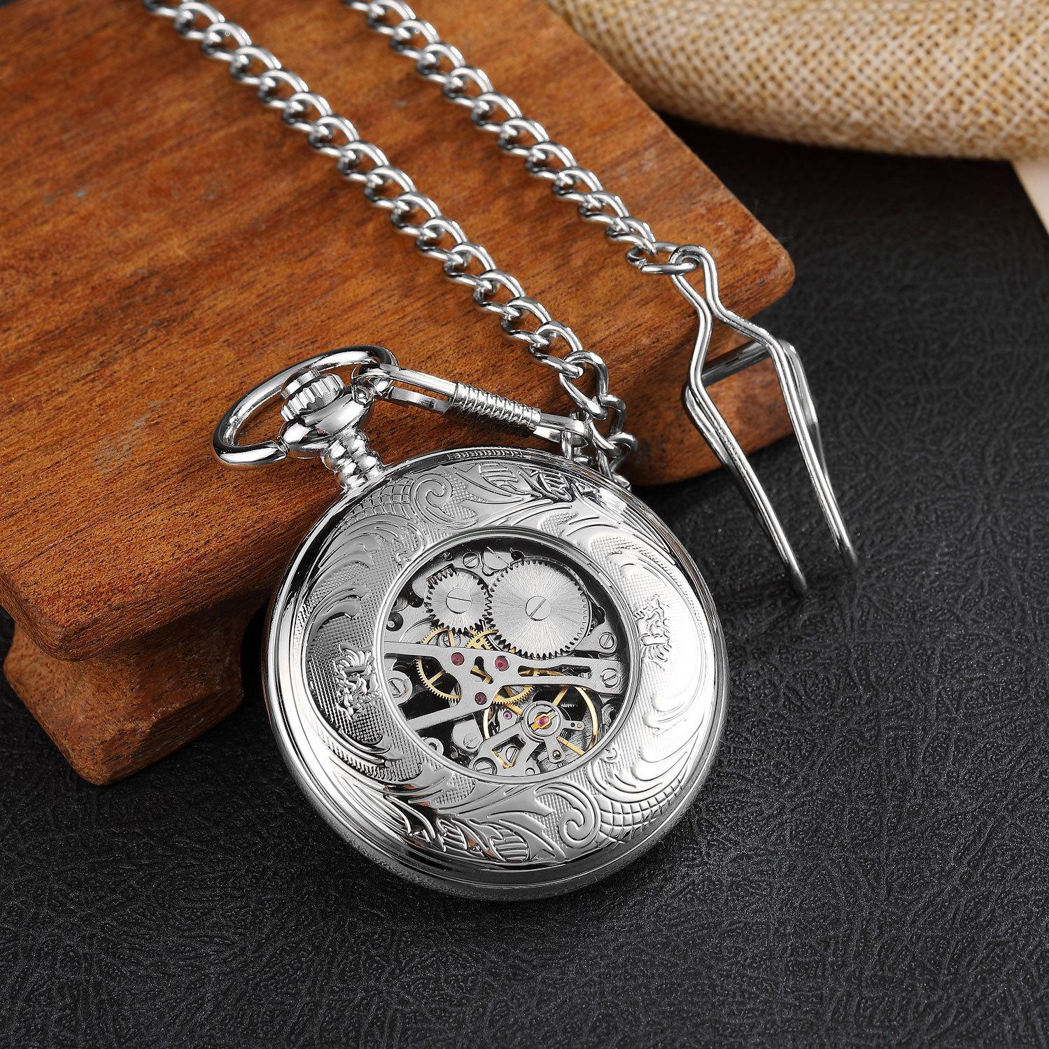 Новые большие карманные часы с круглыми полыми гравированными римскими цифрами — фото 3