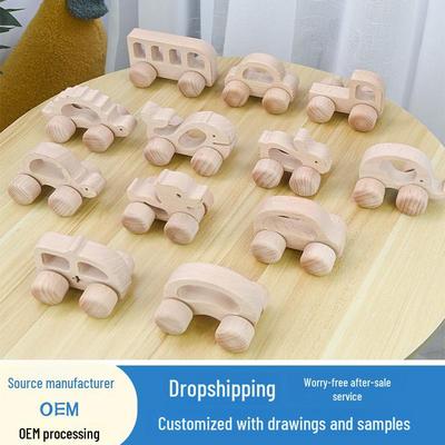 Eco-Friendly Beech Wood Toy Car - Natural Finish, Safe for Kids' Education