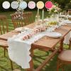 Solid Color Ruffled Edge Table Runner Rustic Style Tables Cover Dinning Table Runner  Kitchen Decor