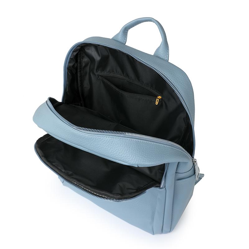 Einfarbiger PU-Rucksack Studenten-Schultasche Damen Rucksack mit großem Fassungsvermögen