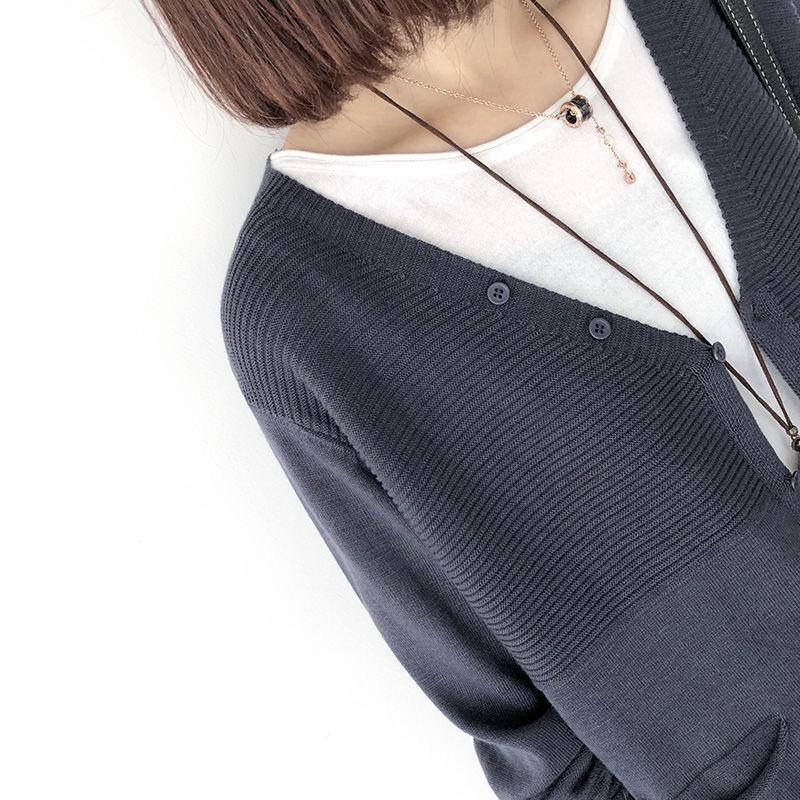 Women's Loose V-neck Long Sleeve Knitted Cardigan for Spring and Autumn 2025