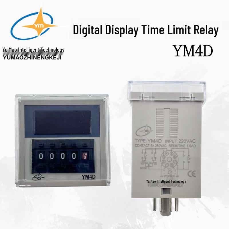 

Yumao YM4D Timer Relay 0.01S-99H99M 220VAC 50/60Hz Digital Display