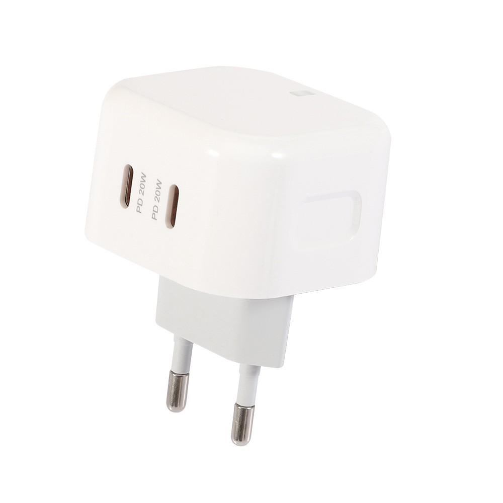 40W Dual-Line PD Fast Charger Type-C Dual-Port Flash Charge Travel Adapter