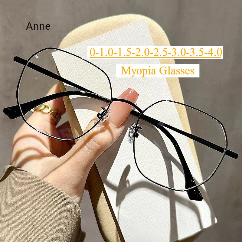Runde minusbriller for kvinner Menn Ultralette, klare linse nærsynsbriller Mote reseptbelagte nærsynthetsbriller med dioptri