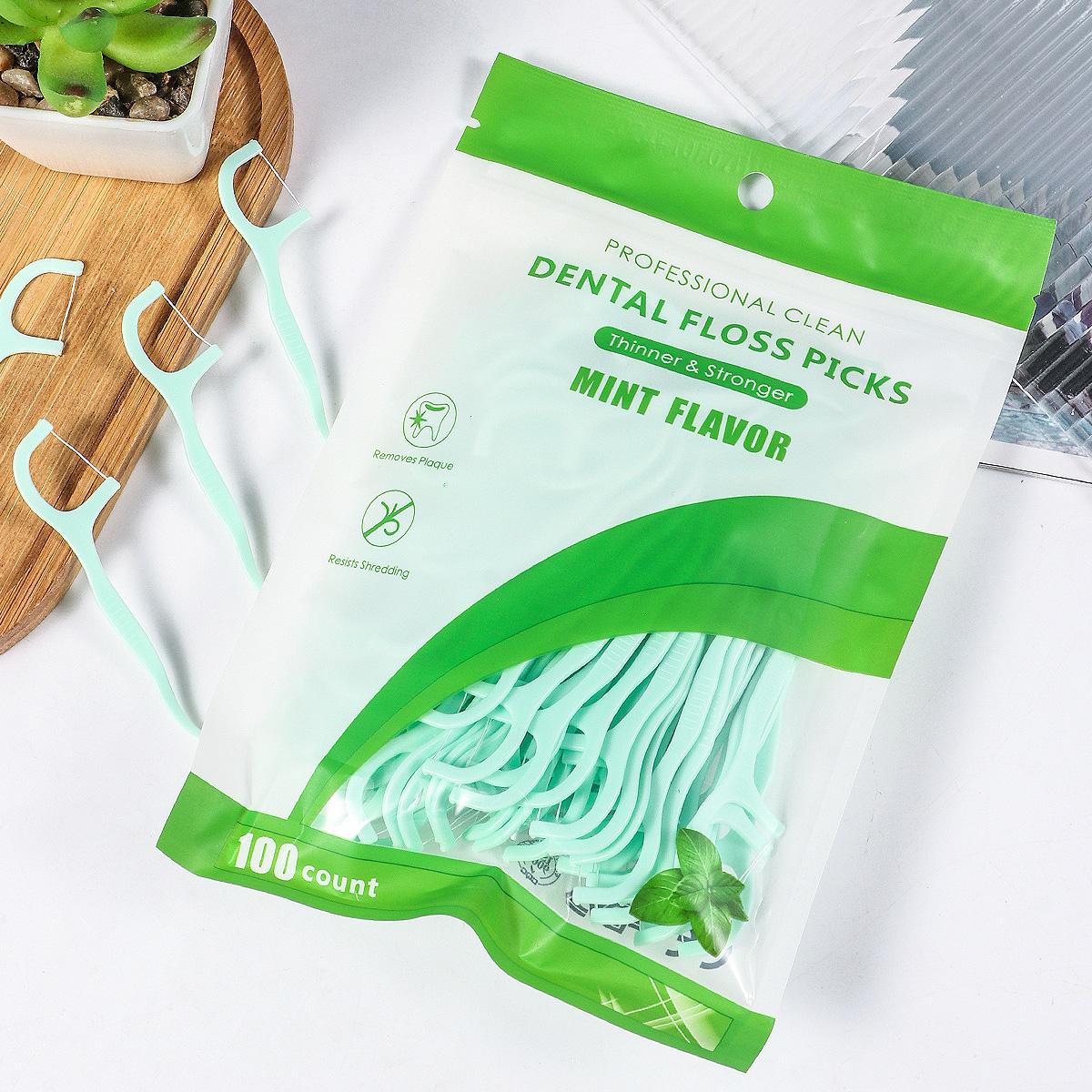 100PCS Disposable Mint Dental Floss Sticks | Deep Clean Between Teeth Effortlessly