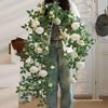 Artificial Rose Flower Vine Wall Decor for Air Conditioning Pipe and Storefronts