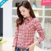 100% Cotton Women's Blouse Plaid Shirts Women's Long Sleeve Top S-5XL,Single Breaste Button Women's Shirt With Chest Pockets