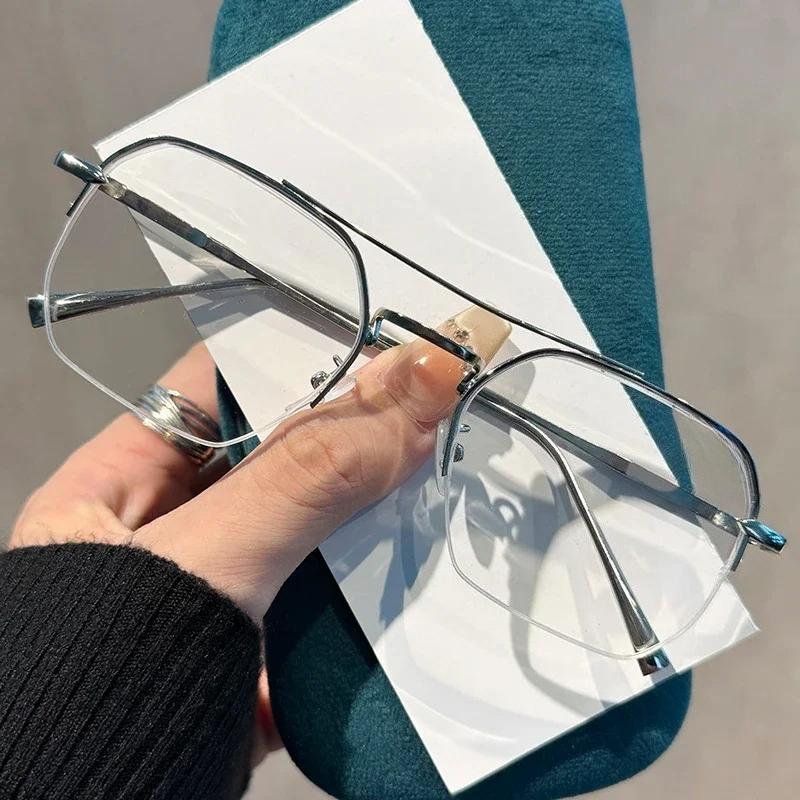 

Anti-blue Light Large-frame Reading Glasses Fashionable and Retro Metal Half-frame Eye Protection Eyeglasses +1.0 To +4.0 1.5 серебряный