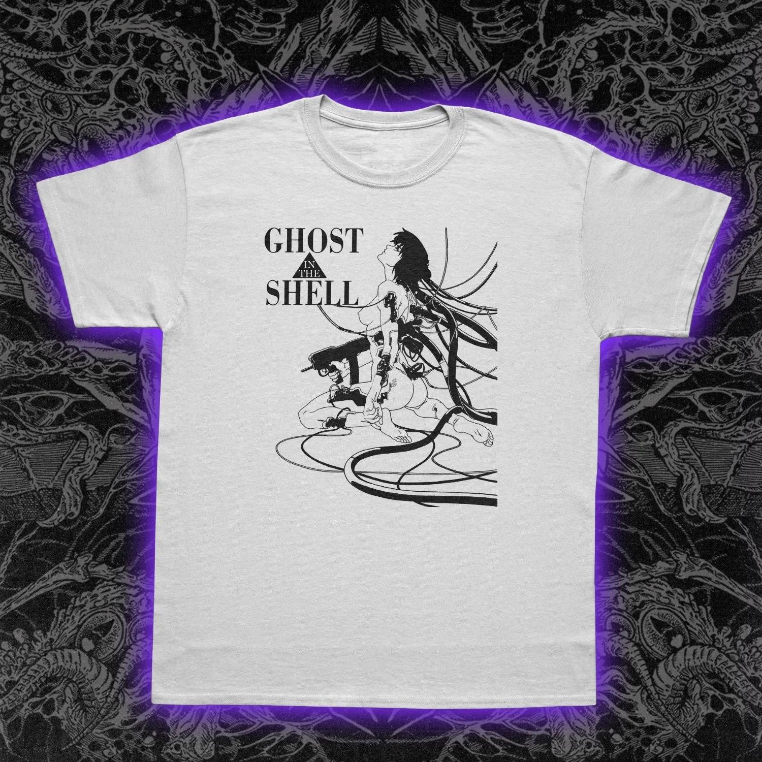 High Street Ghost in The Shell Anime Hip Hop Street Wear High-end Luxury Streetwear Trendy Cotton Oversized Unisex tees Couples S