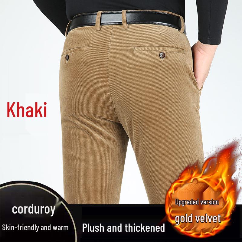 Men's Loose Straight-Leg Corduroy Pants - Pure Cotton Casual Wear for Autumn/Winter