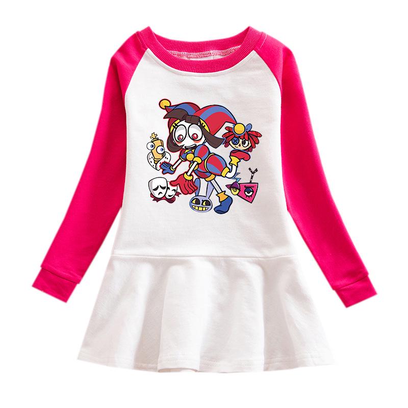 2026 Korean Style Girls' Cartoon Long Sleeve Mesh Princess Dress for Spring and Autumn