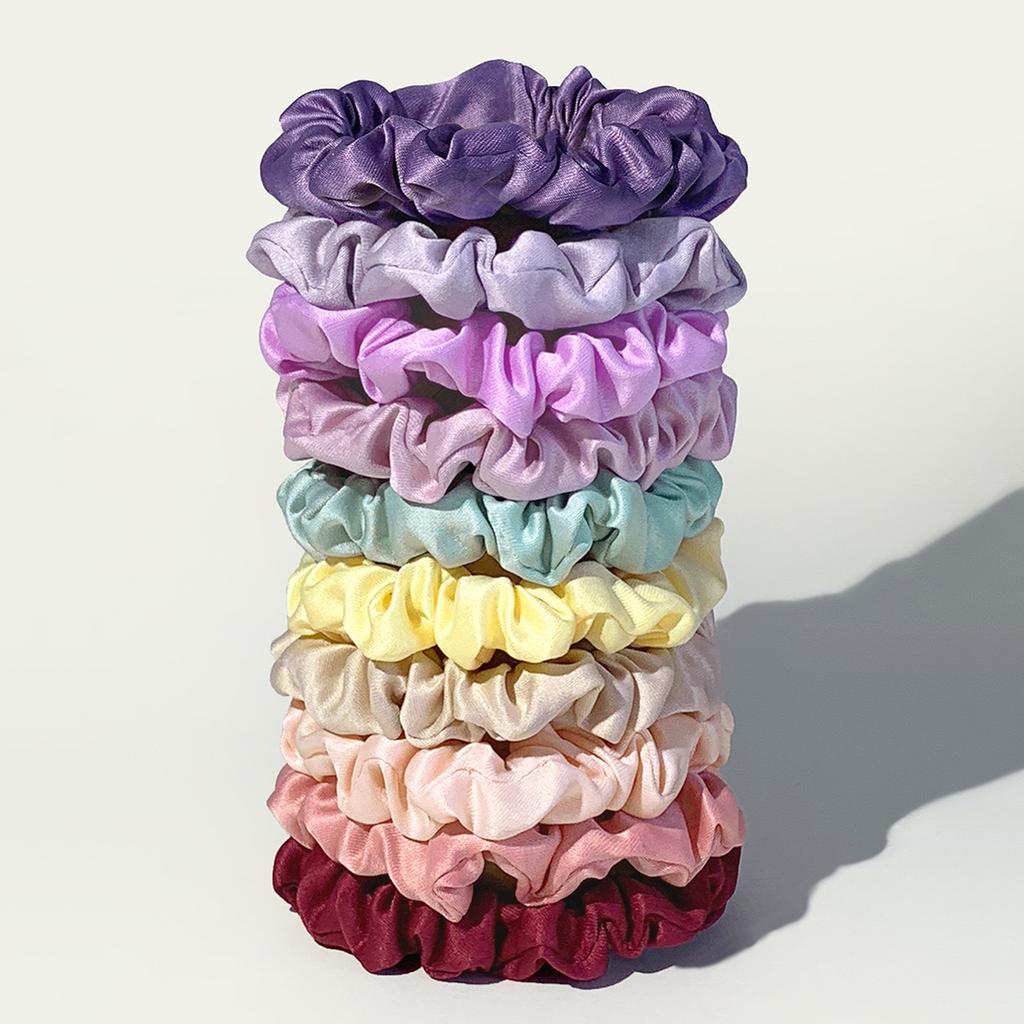 10pcs/Set Girls Hair Accessories Fabric Loop Hair Rope Headwear Hair Bands Women Hair Tie Satin Silk Scrunchies Simple Hair Tie