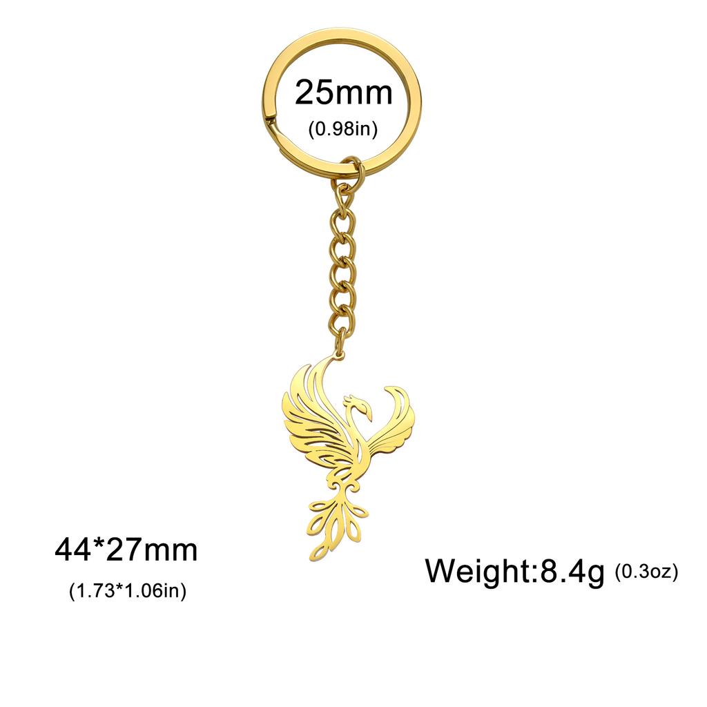 Phoenix pendant keychain stainless steel classic mythical bird guardian totem falling keychain men's and women's jewelry gifts