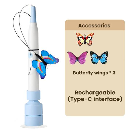 Flying Butterfly Cat Toy Interactive Electric Cat Toy Automatic Cat Teaser with Rotating Suction Cup Base for Indoor Cats Fun And Exercise