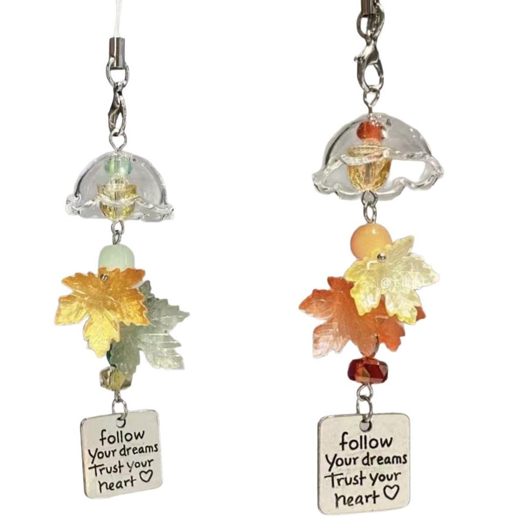 In Stock: Cute Autumn Maple Leaf Wind Chime Phone Charm & Keychain