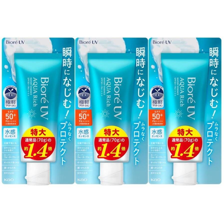 Biore UV Aquarich Watery Essence 100g3 pieces Sunscreen SPF50+ PA++++ Large capacity
