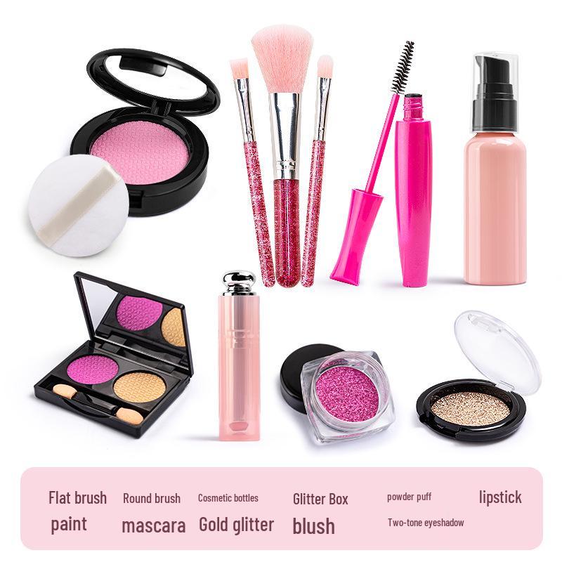 Pigmentfreies Kinderschminkset: Lippenstift, Puder, Lidschatten, Accessoires