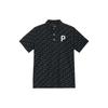 Letter Logo All Over Print Design Casual Straight Fit Short Sleeve Polo Shirt Men Polo Shirts Black 627644-01